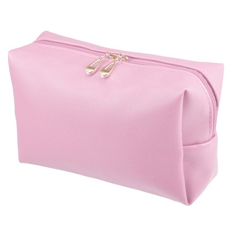 Unique Bargains PU Leather Waterproof Makeup Bag Cosmetic Case Makeup Bag  for Women S Size 1 Pc Pink