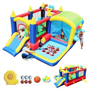 BlueAcorn 7-in-1 Inflatable Bounce House indoor and outdoor, L 126" x W 161" x H 73" - 1 of 4