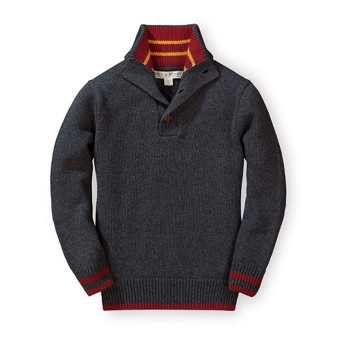 Hope & Henry Boys' Mock Neck Pullover Sweater (Dark Heather Grey, 6-12  Months)