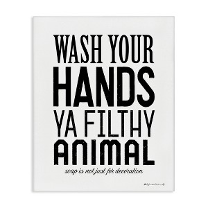 Stupell Industries Wash Your Hands Ya Filthy Animal Funny Bathroom Canvas Art, 16" x 20" - 1 of 4