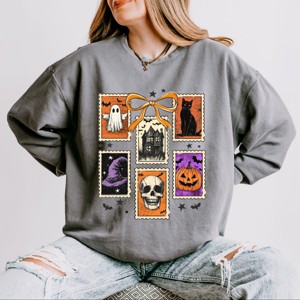 Simply Sage Market Coquette Halloween Stamps Lightweight Garment Dyed Sweatshirt - 1 of 3