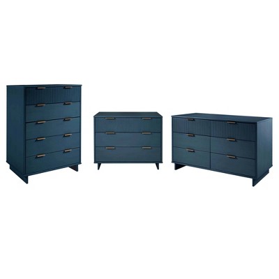 Manhattan Comfort 3pc Granville Chest with Single Dresser and Double Dresser Bedroom Set