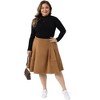 Women's Plus Size Faux Suede High Waisted Elastic Pleated Casual A Line Midi Skirt with Pockets - Agnes Orinda - 3 of 4