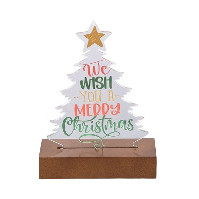 Season's Designs Christmas Tree 8" Led Acrylic Sign W/ On/Off B/O, Timer