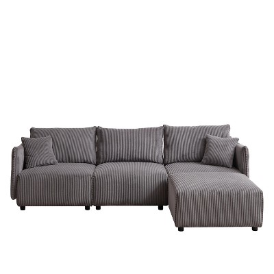 VYNXARIA 106in Multi-Module Combination Style Sofa for Living Room,Bedroom and Other Lounge Spaces, Modern Minimalist Corduroy Combination Sofa,Gray