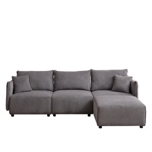 VYNXARIA 106in Multi-Module Combination Style Sofa for Living Room,Bedroom and Other Lounge Spaces, Modern Minimalist Corduroy Combination Sofa,Gray - 1 of 4