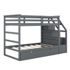 PAGED Simple Wooden Bunk Bed Loft Bed, Twin over Twin Bed Frame with Twin Size Trundle, Storage Stairs and Guardrail for Kids, Teens - 3 of 4