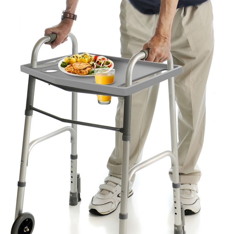 Walker Tray- Upright with 2 Cup Holders-Universal Table Fits Most Standard Folding Walkers-Home Mobility by Fleming Supply, 1 of 8