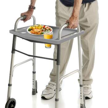 Walker Tray- Upright with 2 Cup Holders-Universal Table Fits Most Standard Folding Walkers-Home Mobility by Fleming Supply