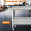36"x24" Stainless Steel Prep Table, Stainless Steel Workbench, 662 lbs Load Capacity, 3-Stage Adjustable Shelf, with Hook, Arc Corner Edge - 3 of 4