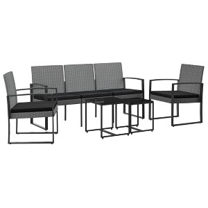 vidaXL Outdoor Patio Dining Set with Comfortable Cushions - 5-Piece, Dark Gray Durable PP Rattan, Sturdy Steel Frame & Flexible Modular Design - 1 of 4