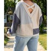 Women's Textured Colorblock Patchwork V-neck Top - Plus - 66DISCO - 4 of 4