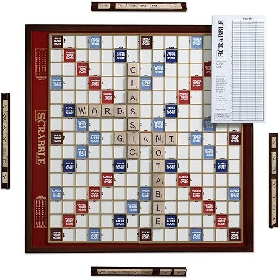 WS Game Company Scrabble Giant Deluxe Edition Board Game with Rotating Wooden Board