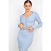Slickblue Women's Ribbed Knit Button Cardigan with Ruffle Trim, V-Neck, Long Sleeve, Cropped Fit, Dusty Blue, Size S-L - 2 of 4