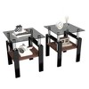 Racxily Set of 2 Modern Tea Tables, Tempered Glass Top with MDF Layer for Living Room - 2 of 4