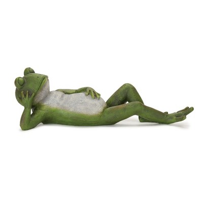 Whimsical Green and Gray Resin Frog Figurines Set