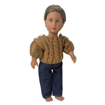 Doll Clothes Superstore Hand Knit Brown Sweater and Denim Jeans Outfit for 18 Inch Dolls | Fits American Girl, Our Generation & My Life — фото 3