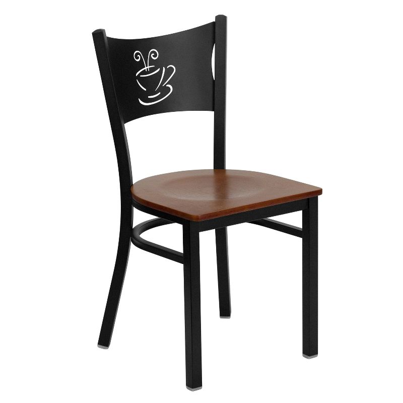 Flash Furniture Black Coffee Back Metal Restaurant Chair, 1 of 8