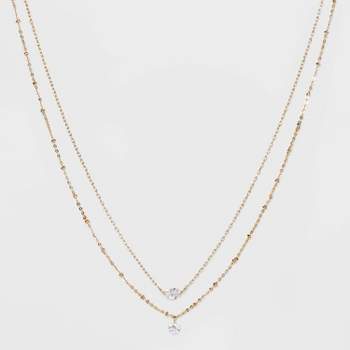 Crystal Acrylic Stones White Pearls Multi Chain Necklace Set 5pc