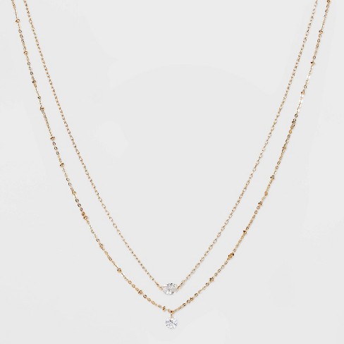 Cubic Zirconia Multi-strand Chain Necklace - A New Day™ Gold : Target