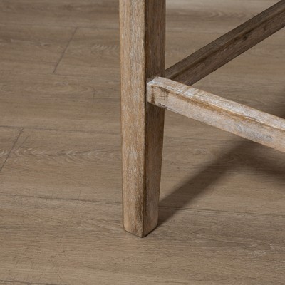 Gray Tufted Upholstered Bar Stools with Rubber Wood Legs, Set of 2