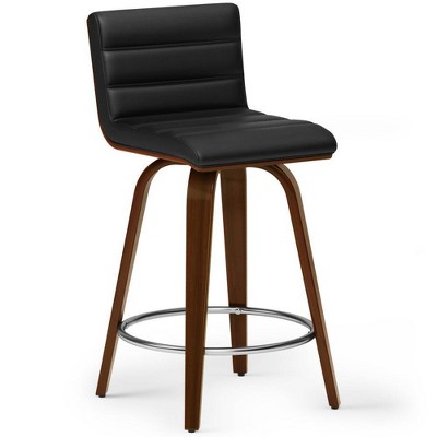 WyndenHall Madigan Swivel Counter Height Barstool Black: Square, Upholstered, Adjustable, Faux Leather
