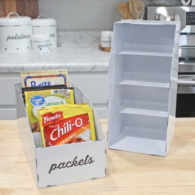 White Enamel 4-Compartment Packet Organizers, Set of 2