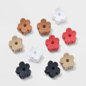 Frosted Flower Mini Claw Hair Clip Set 10pc - Wild Fable™ Pink/Brown/Black - 1 of 2