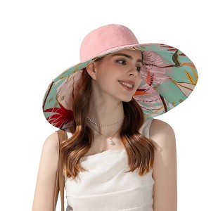 Anna-Kaci Wide Brim Floppy Sun Hat with Colorful Printed Underside UV Protection Lightweight Foldable Design for Outdoor Use - 1 of 4
