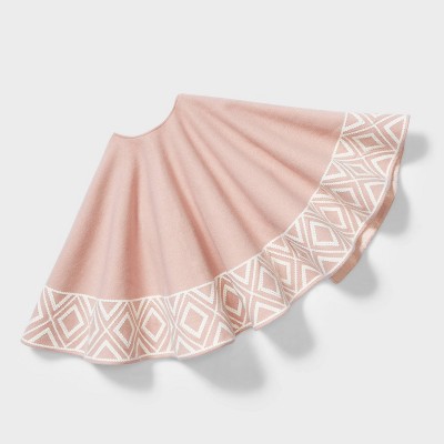 48in Pink Wool Christmas Tree Skirt with Cream Stitching - Wondershop™