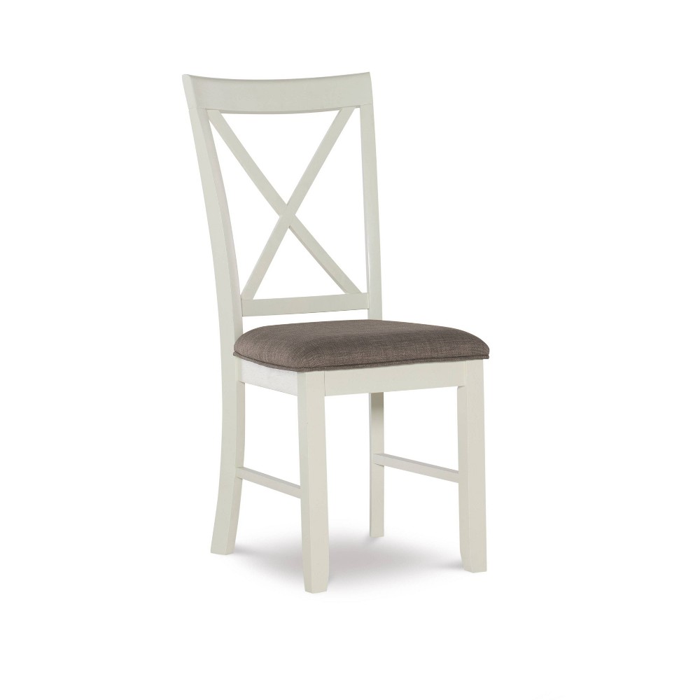 Photos - Chair Set of 2 Emma X Back Farbic Side  White - Powell