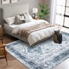 Vintage Floral Distressed Printed Area Rug Machine Washable Non Slip Stain Resistant Bodered Low Pile Ultra Thin Pet Friendly Carpet - 3 of 4
