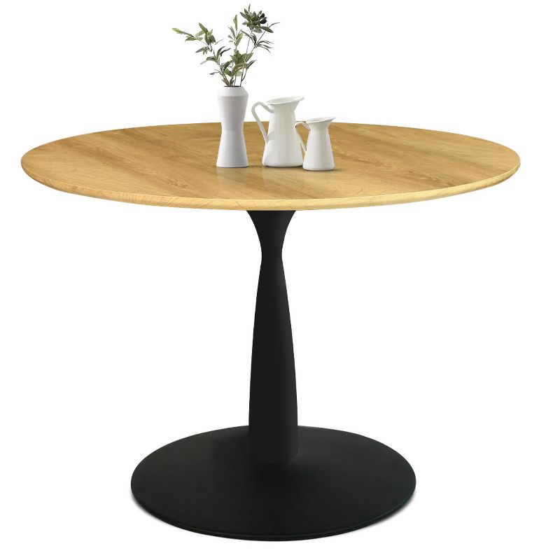 Harrison 35'' Wood Grain Finish Round Top With Metal Base Round Pedestal Dining Table-The Pop Maison, 3 of 10