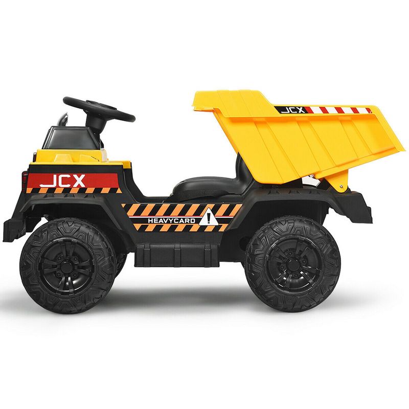 Costway 12V Battery Kids Ride On Dump Truck RC Construction Tractor w/ Electric Bucket & Electric Dump Bed, 4 of 10