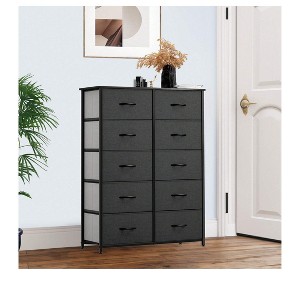 10 Drawer Dresser , Fabric Storage Tower, Organizer Unit for Room, Living Room, Hallway, Closets ,Sturdy Steel Frame, Wooden Top - 1 of 4