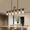 PAKOKULA Modern 6 light Black Linear Kitchen Island Chandelier Farmhouse Hanging Pendant Light - 3 of 4