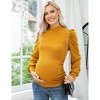 Women's Knit Ribbed Maternity Top Mock Neck Long Sleeve Shirts Pregnant Ruched Tunic Pullover Sweater - 4 of 4