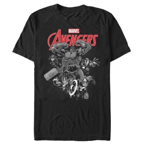 Men's Marvel Avengers Attack Grayscale T-shirt : Target