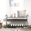 Vynxaria Gray Upholstered Shoe Rack Bench for Entryway with Rustic Charm - 2 of 4