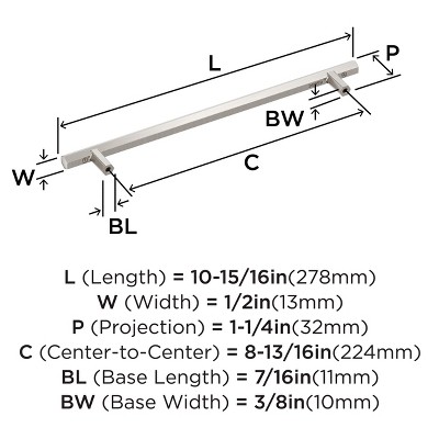Satin Nickel 8-13/16 inch Modern Bar Pull