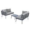 Isabel 3-piece L-Shape All Weather Patio Sectional Sofa Set, Metal Frame Conversation Set, Outdoor Furniture Near Me - Maison Boucle - 3 of 4