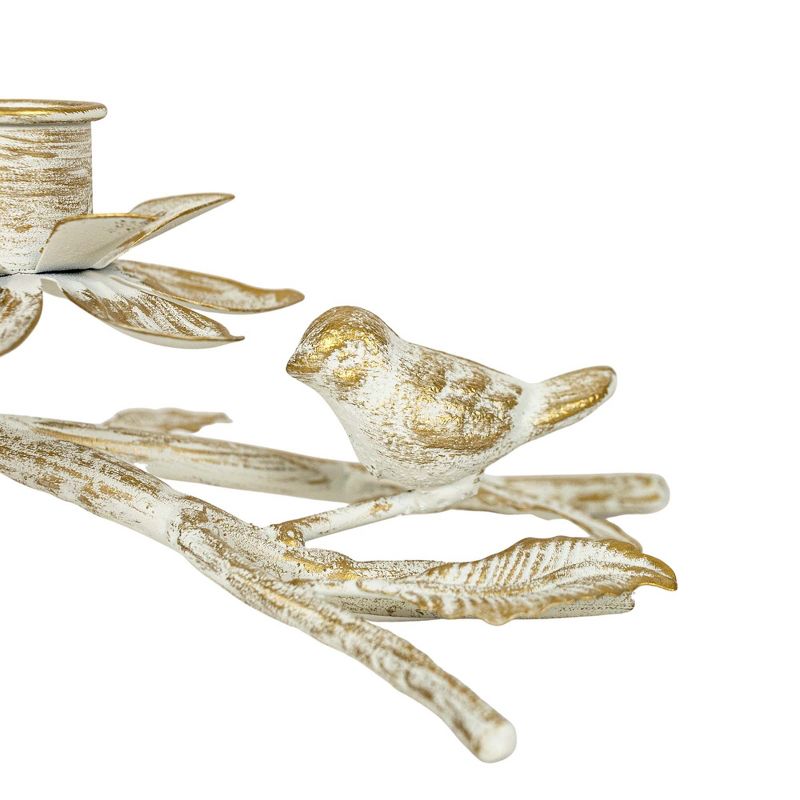 Bird on Branch Taper Candle Holder White Metal by Foreside Home & Garden, 4 of 9