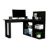 Vynxaria Black Computer Desk Writing Desks Corner Desks with 5 Open Shelves Perfect for Home Office Study Spaces - 2 of 4