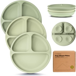 3-Pack Prep Suction Plates for Baby, 100% Silicone Toddler Plates, BPA-Free Divided Baby Plates with Suction - 1 of 4