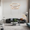 BAOURE Modern LED Chandelier 2 Ring 23.6in Grey Pendant Lighting  for Kitchen Island Dimmable LED Pendant Ceiling Light with Remote for Dining Room - 3 of 4