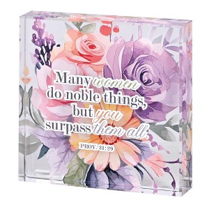 Dicksons Inspirational Tabletop Plaque Sign For Living Room 3 x 3 Glass Honor Her Floral - 1 of 1