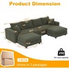 TiramisuBest 102.4" Plush Corduroy 4-Seat Sofa with 2 Ottomans, Deep Seat Cloud Couch, Convertible Lounge Sofa,Grey - 3 of 4