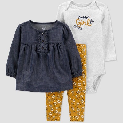 Carter's Just One You® Baby Girls' 3pc Floral Dot Top & Bottom Set - Navy 3M