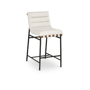 Meridian Furniture,Burke Cream Vegan Leather Counter Stool - 1 of 4
