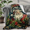 Lomsoe Vintage Santa Claus Merry Christmas Print Flannel Blanket - All Seasons Soft Cozy Warm Throw Blanket for Bed, Napping, Camping, Travel, Office - 3 of 4